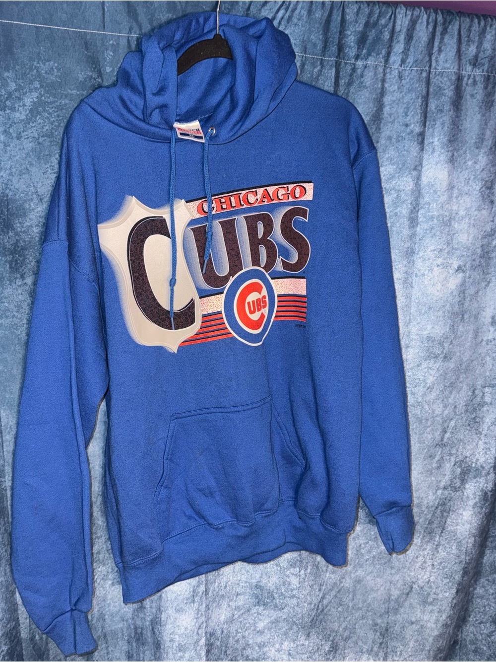 Vintage 1993 Chicago Cubs MLB Hoodie XL Made in USA Blue 90s